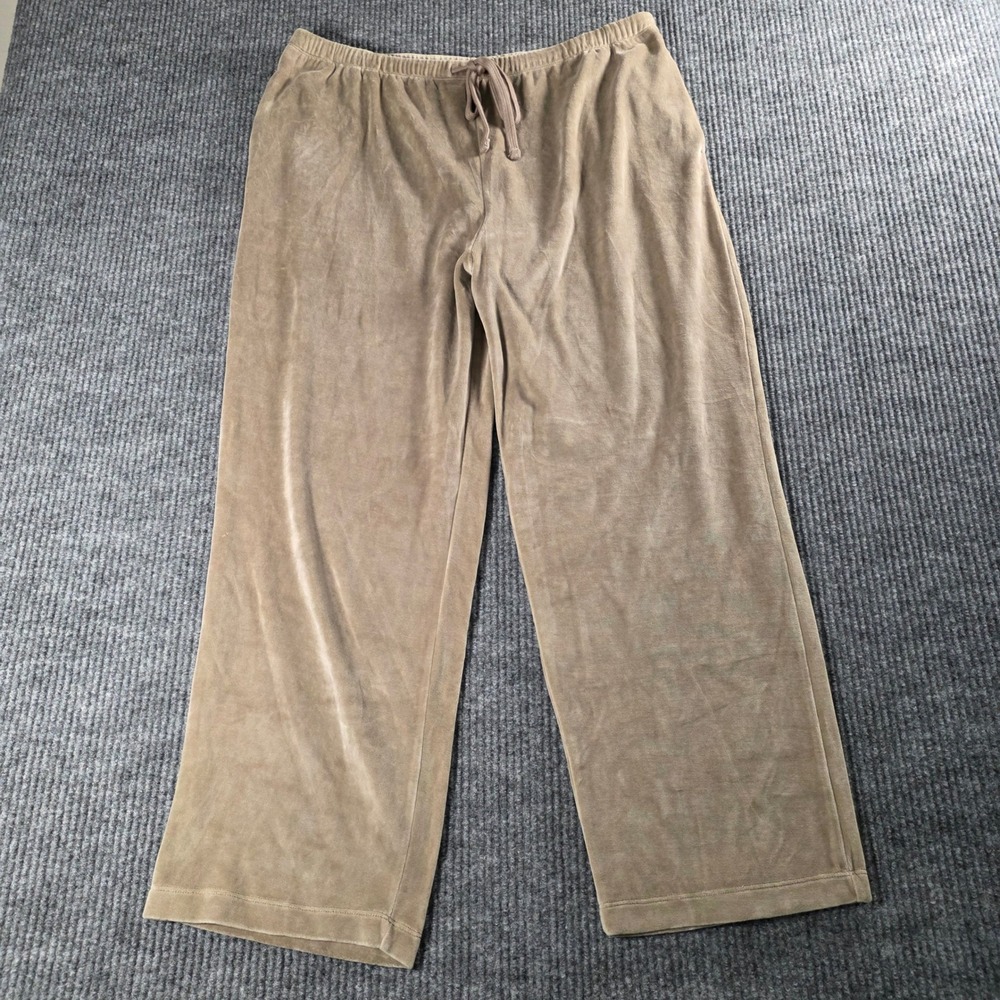 Melrose and Market Women XL Tan Velour Wide Leg Lounge Pants Drawstring Beige